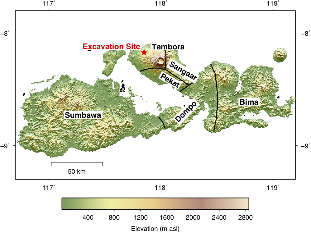 mount tambora world map