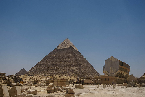 Pyramid of Khufu and Solar Baot Museum, by Leyland Cecco